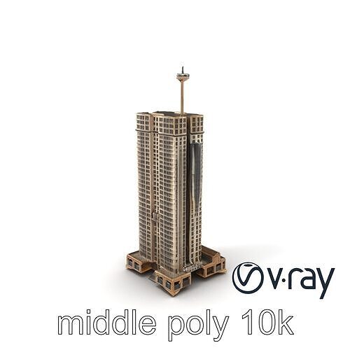 Gutted Hotel Skyscraper Ruins model pack Low-poly 3D model