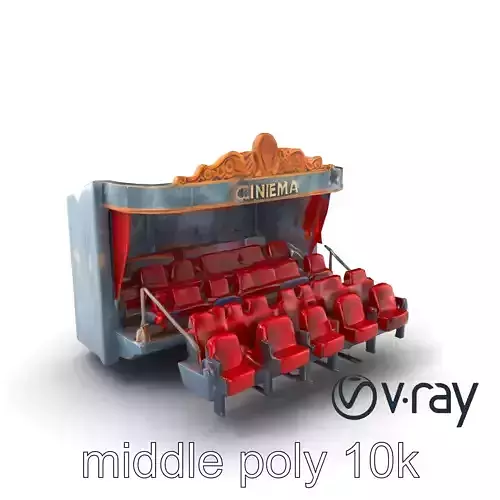 Wrecked Cinema Theater Ruins model pack Low-poly 3D model