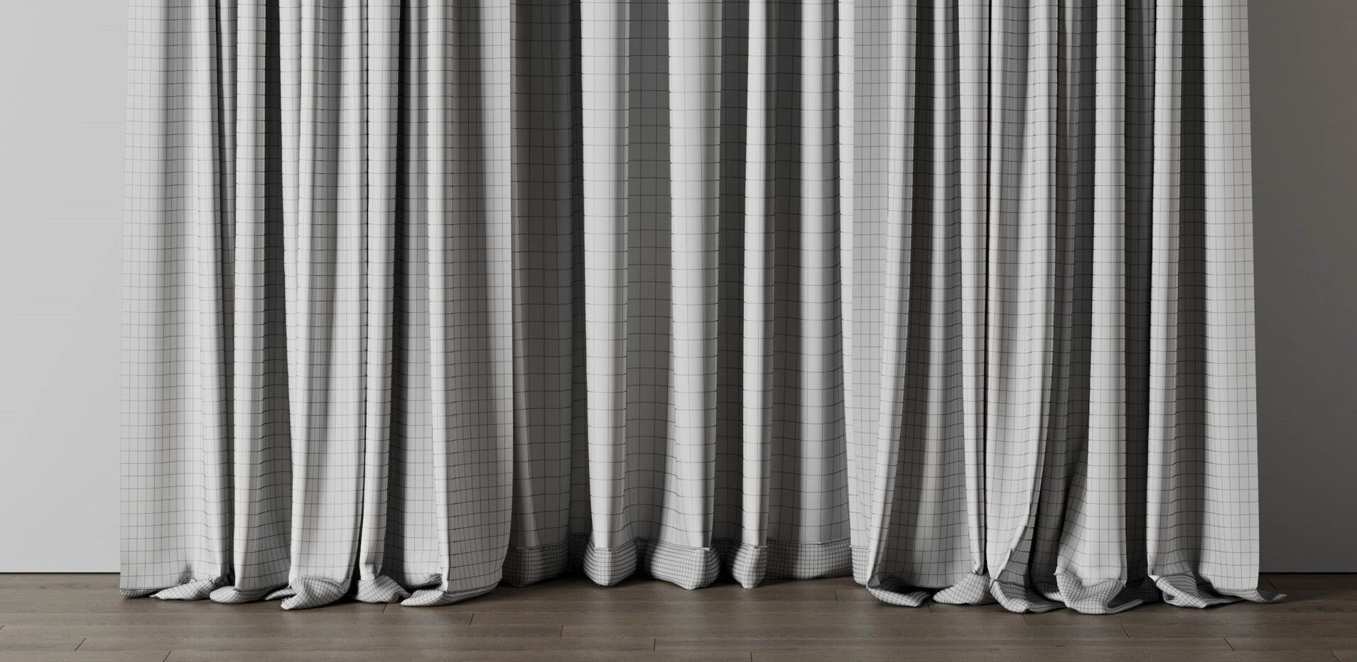 Curtain with rod 12 bule curtain HBH Low-poly 3D model_9