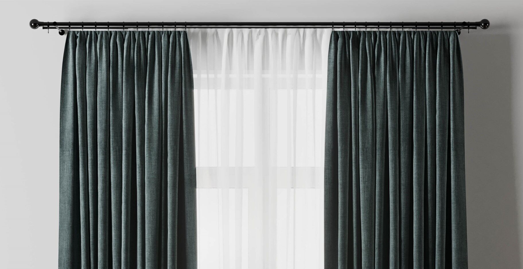 Curtain with rod 12 bule curtain HBH Low-poly 3D model_6