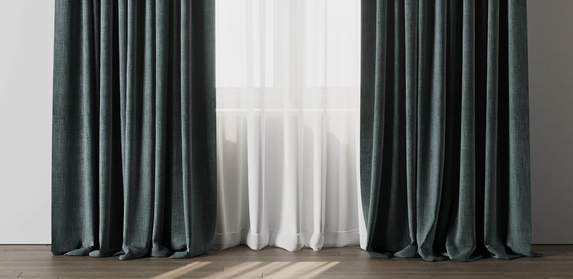 Curtain with rod 12 bule curtain HBH Low-poly 3D model_10