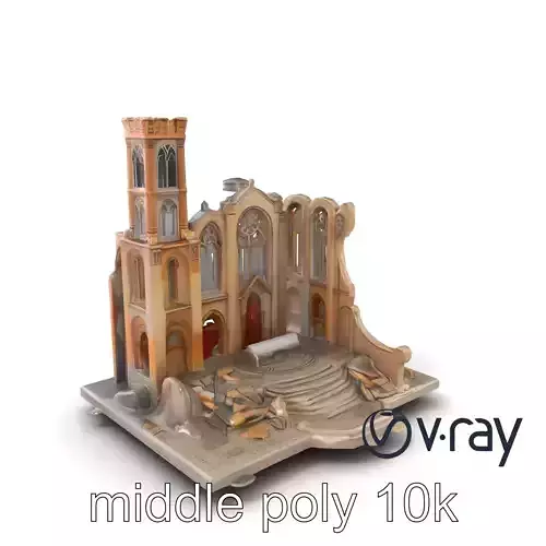 Ruined Cathedral Model Pack with Detailed Textures Low-poly 3D model