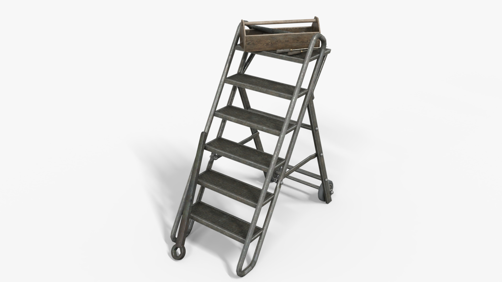Step Stool With Tools Low-poly 3D model_1