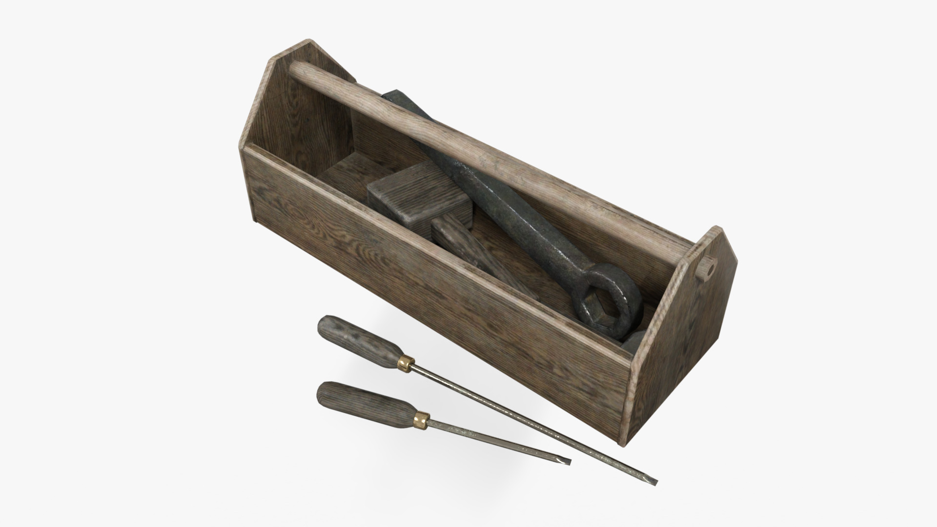 Step Stool With Tools Low-poly 3D model_5