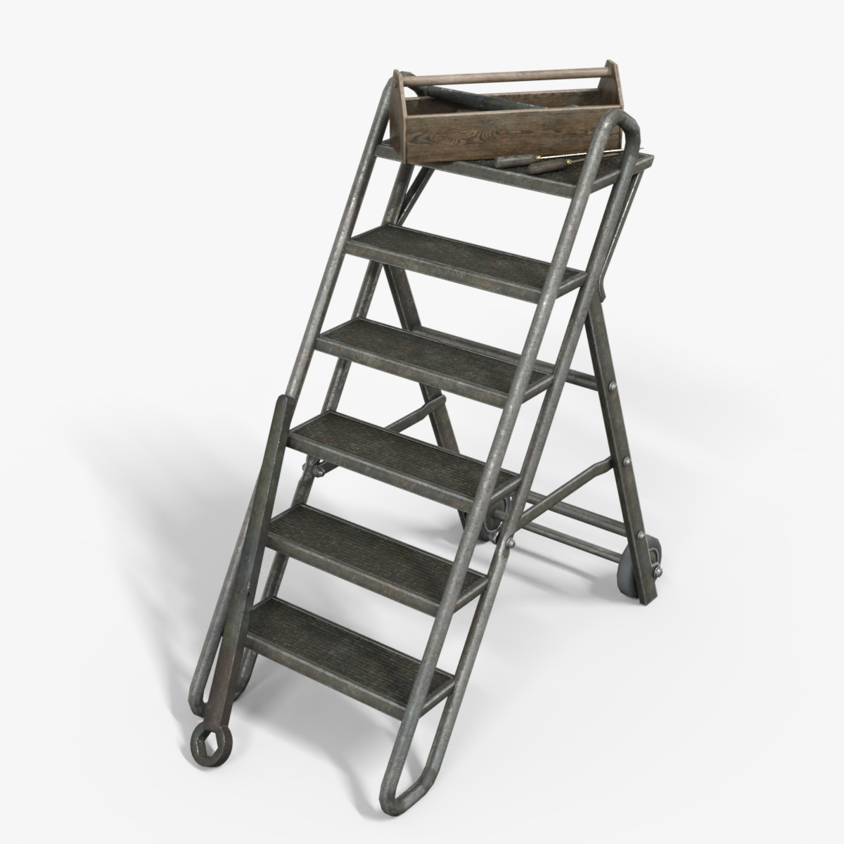 Step Stool With Tools Low-poly 3D model_9