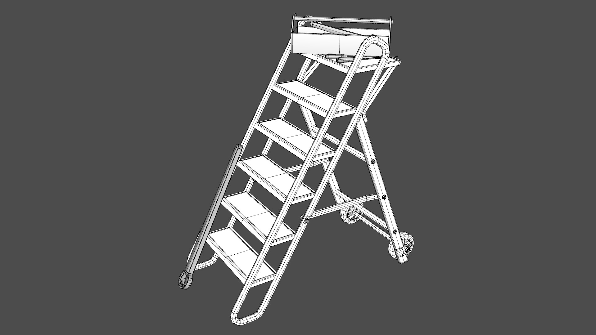 Step Stool With Tools Low-poly 3D model_12
