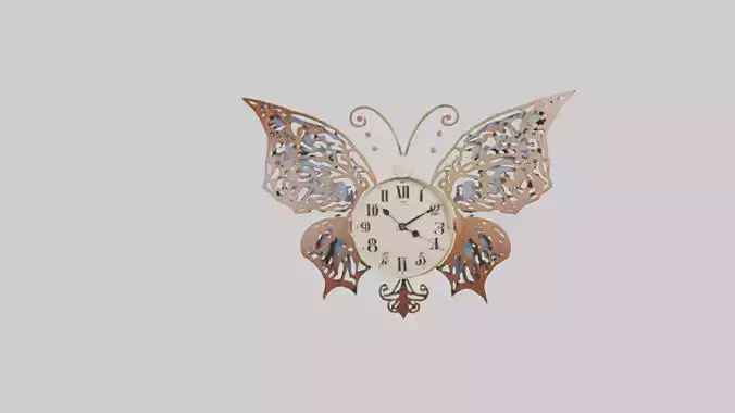 ButterflyShaped Wall Clock model Low-poly 3D model
