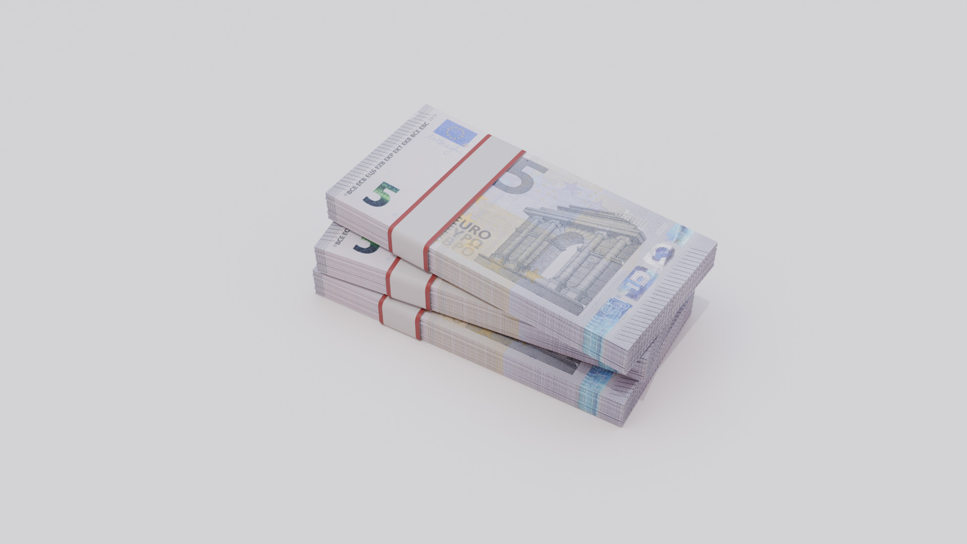 Five Euro Currency Low-poly 3D model_1