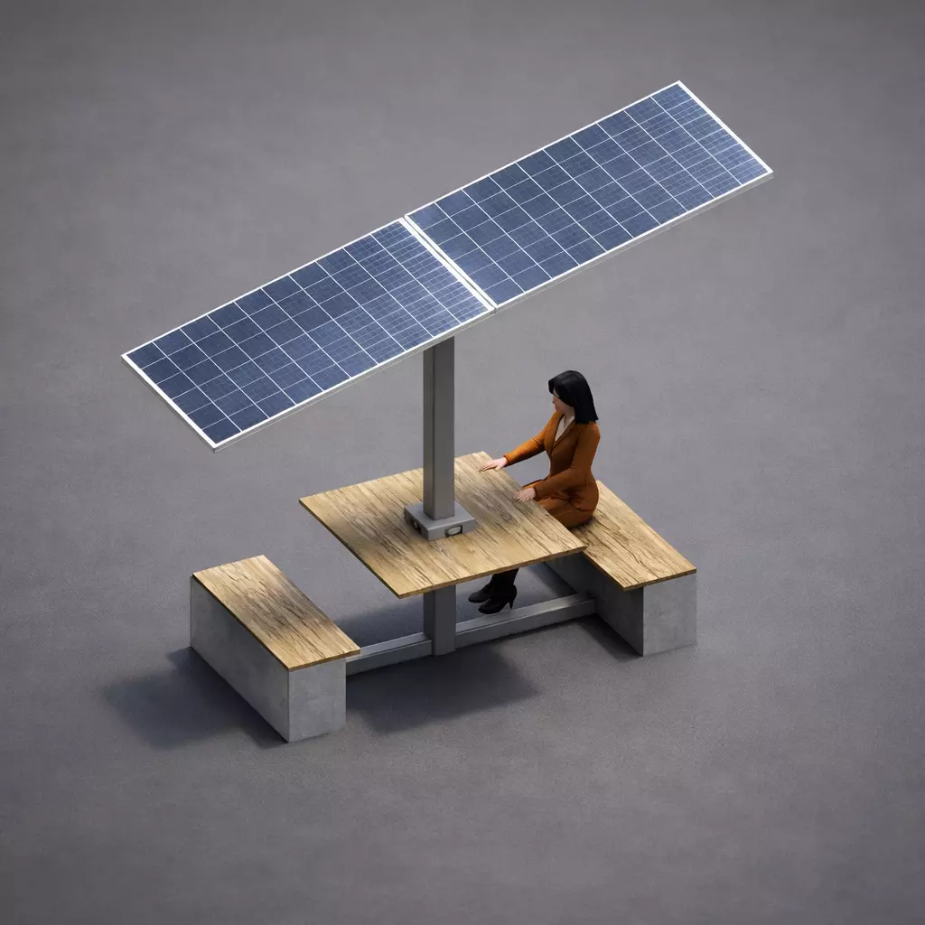 Solar-Powered Laptop Charging Station Free 3D model