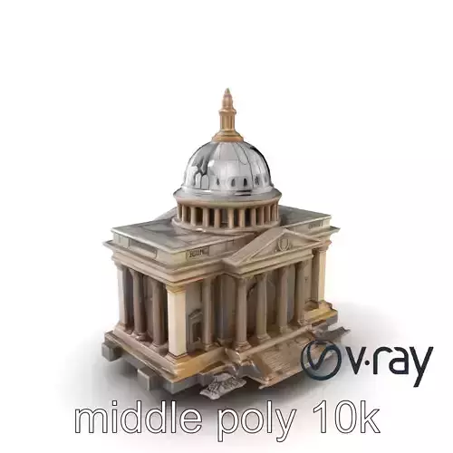 Cracked Government Building Ruin model pack Low-poly 3D model