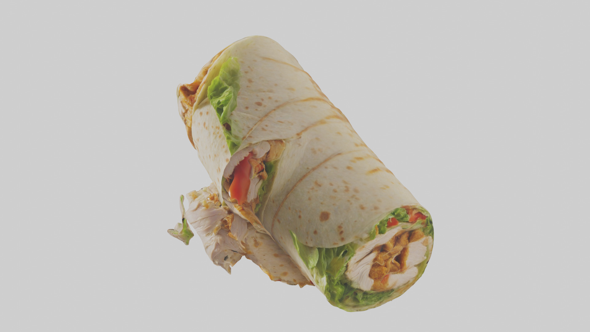 Caesar wrap with chicken model Low-poly 3D model_8
