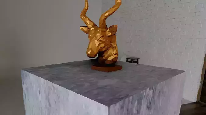 Antelope head low poly geometrical bust STL