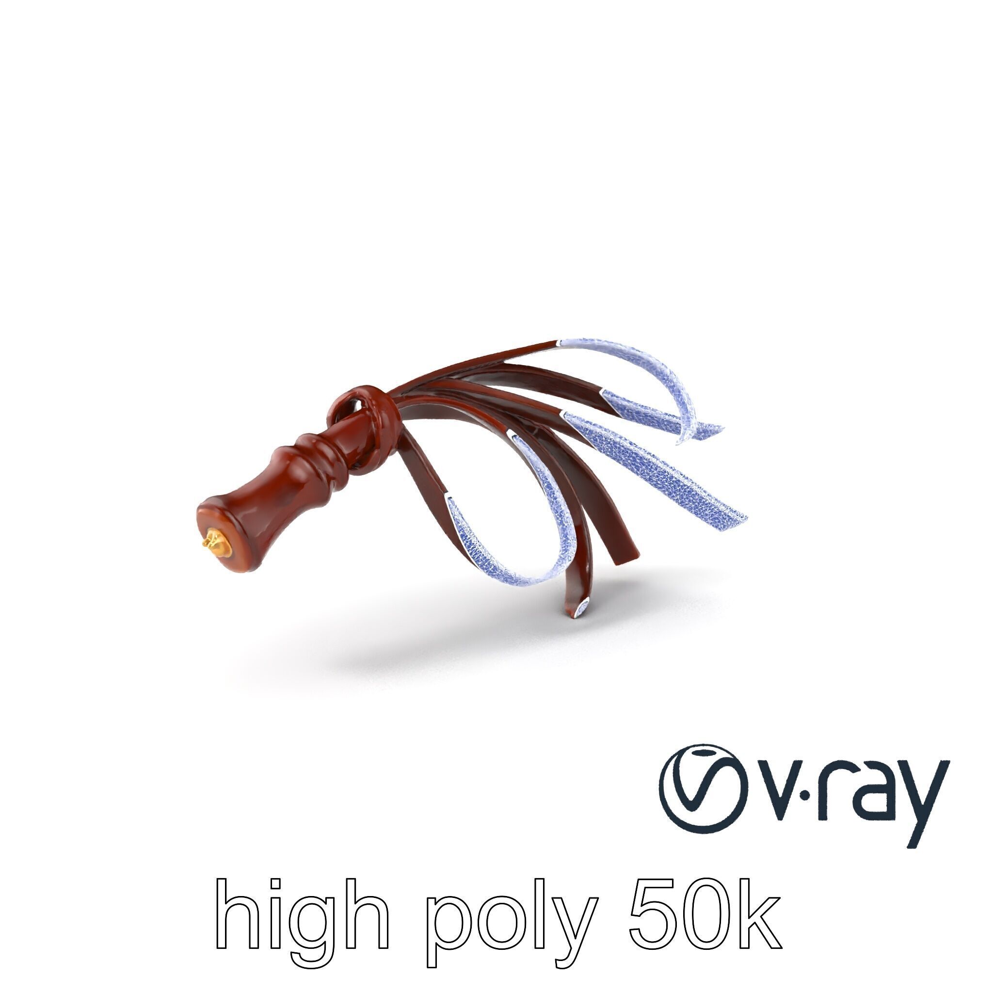 Luxurious Leather Whip Model Pack with Engraved Patterns Low-poly 3D model_9