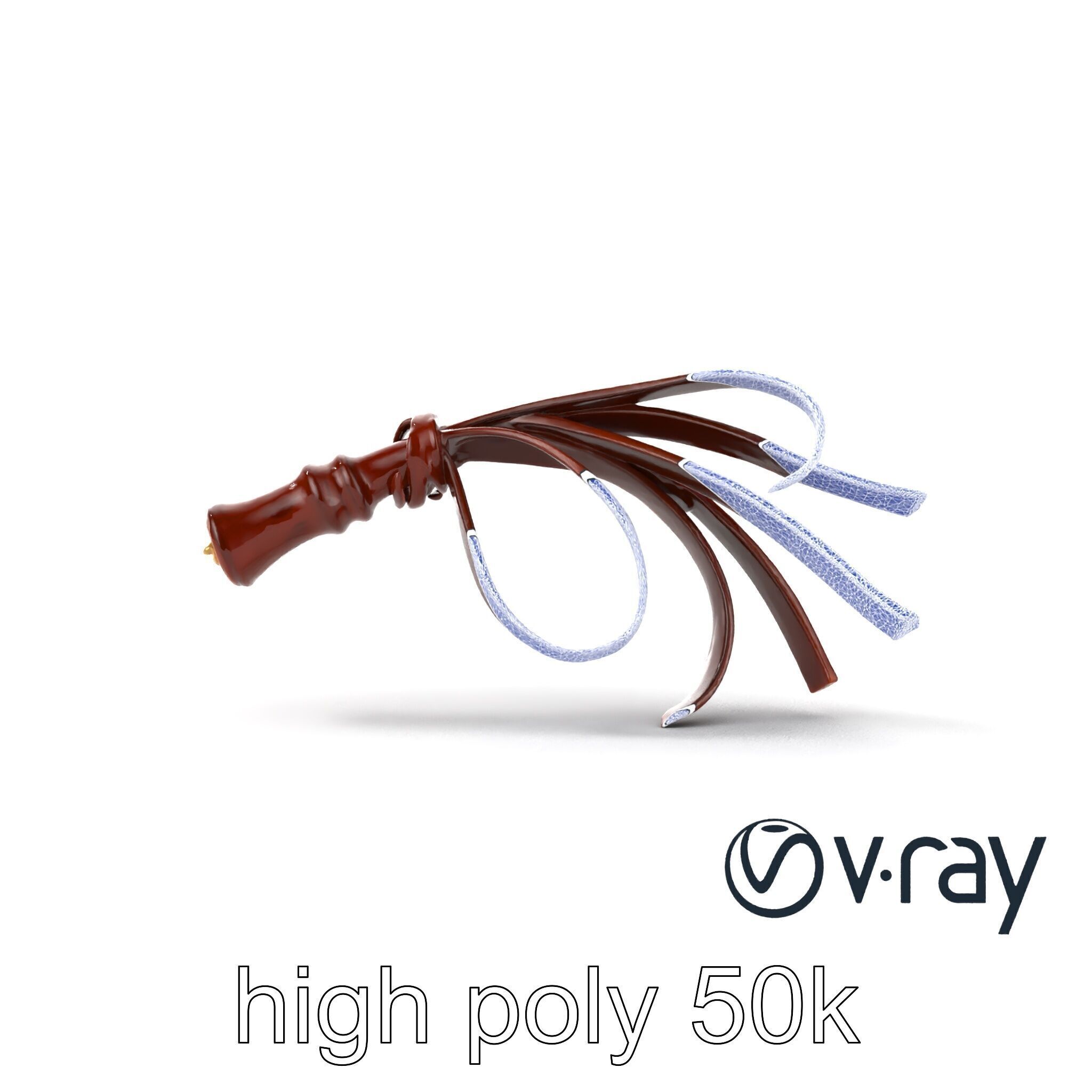 Luxurious Leather Whip Model Pack with Engraved Patterns Low-poly 3D model_15