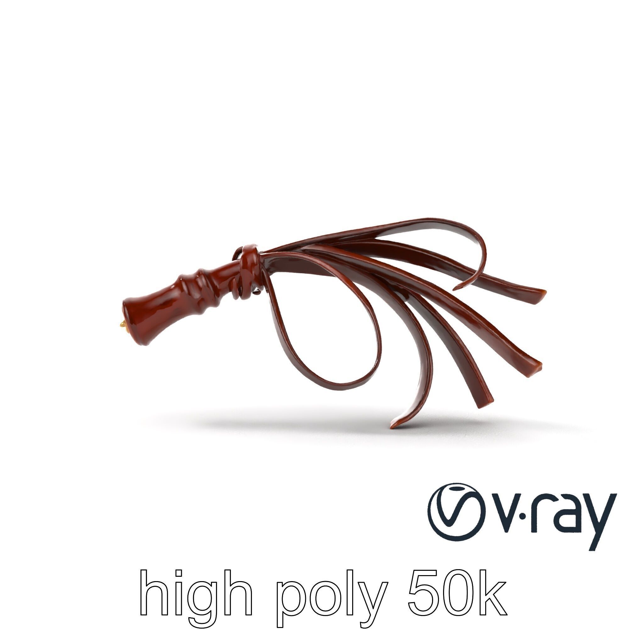 Luxurious Leather Whip Model Pack with Engraved Patterns Low-poly 3D model_27