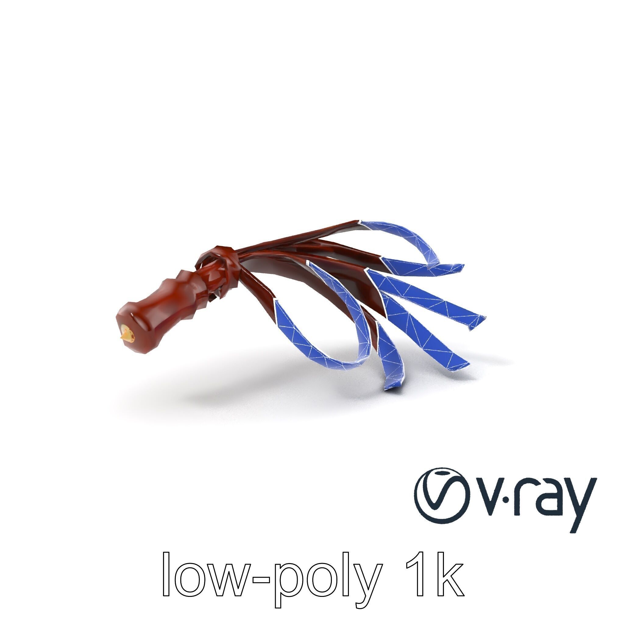 Luxurious Leather Whip Model Pack with Engraved Patterns Low-poly 3D model_5