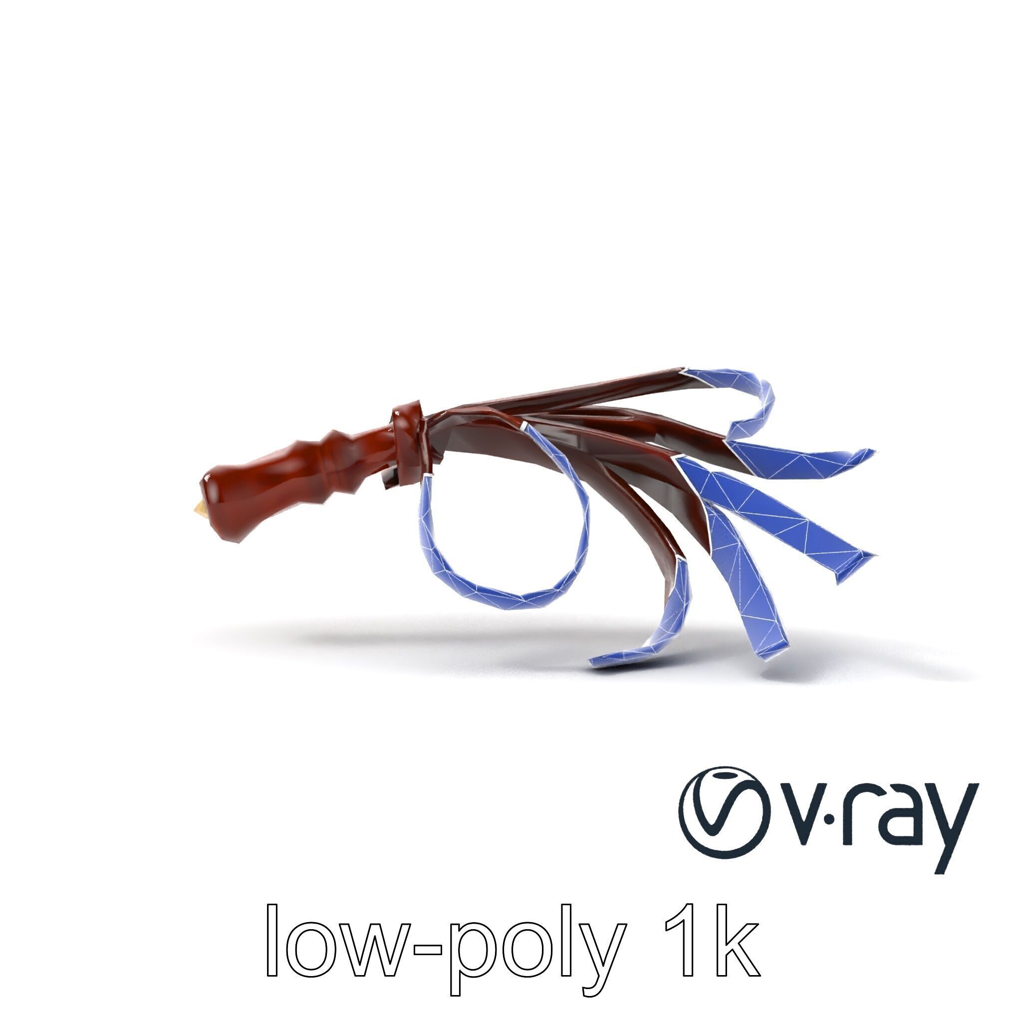 Luxurious Leather Whip Model Pack with Engraved Patterns Low-poly 3D model_30