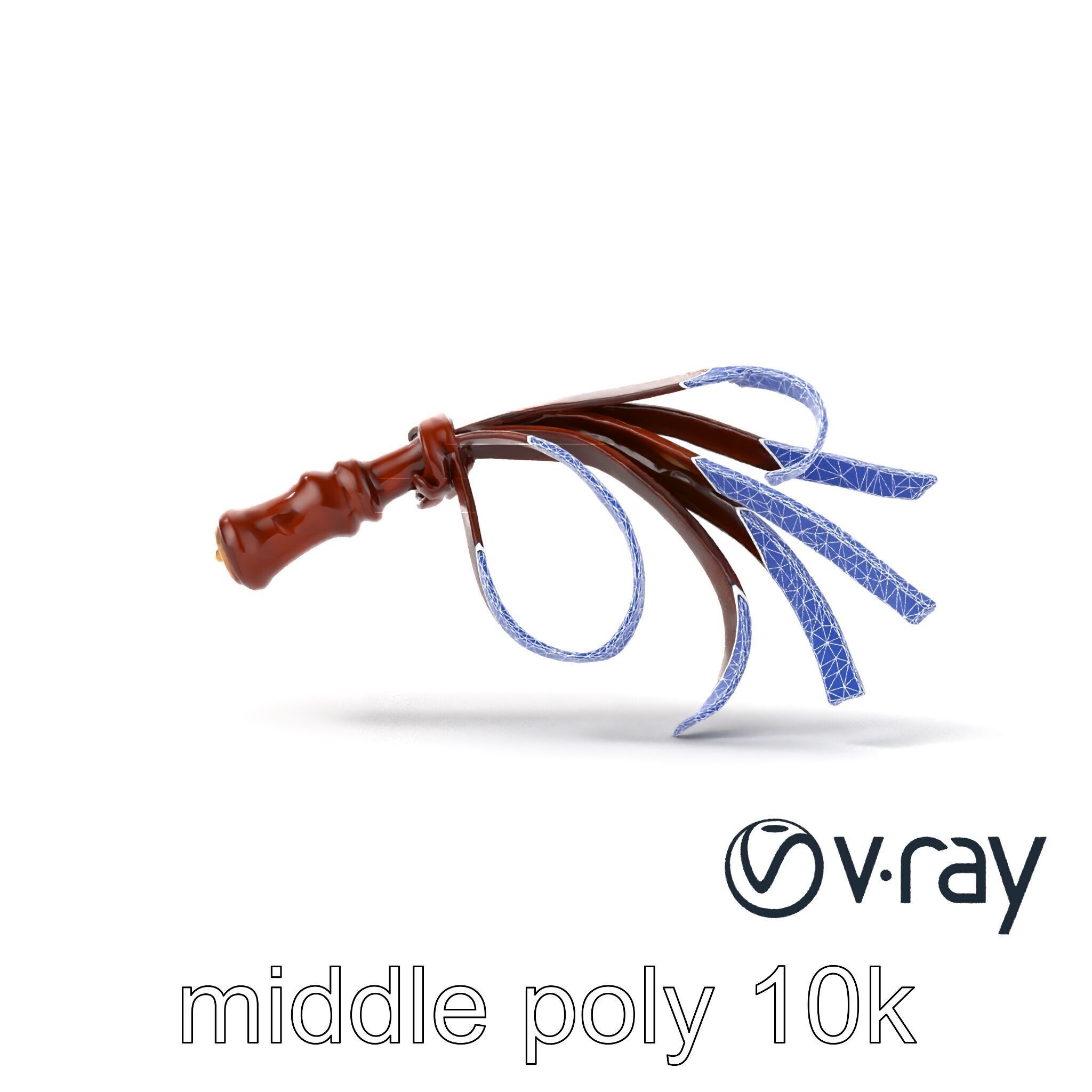 Luxurious Leather Whip Model Pack with Engraved Patterns Low-poly 3D model_19