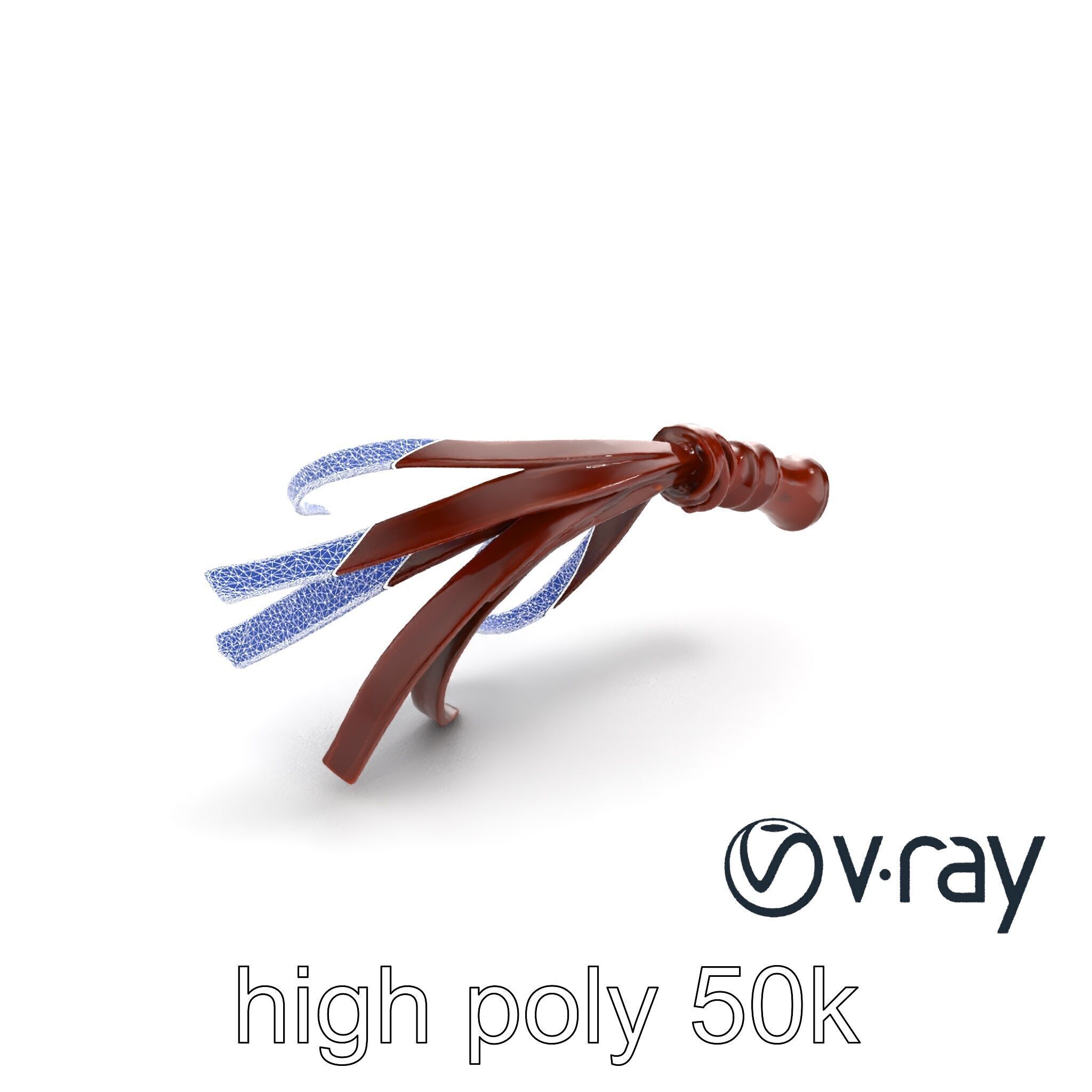 Luxurious Leather Whip Model Pack with Engraved Patterns Low-poly 3D model_13