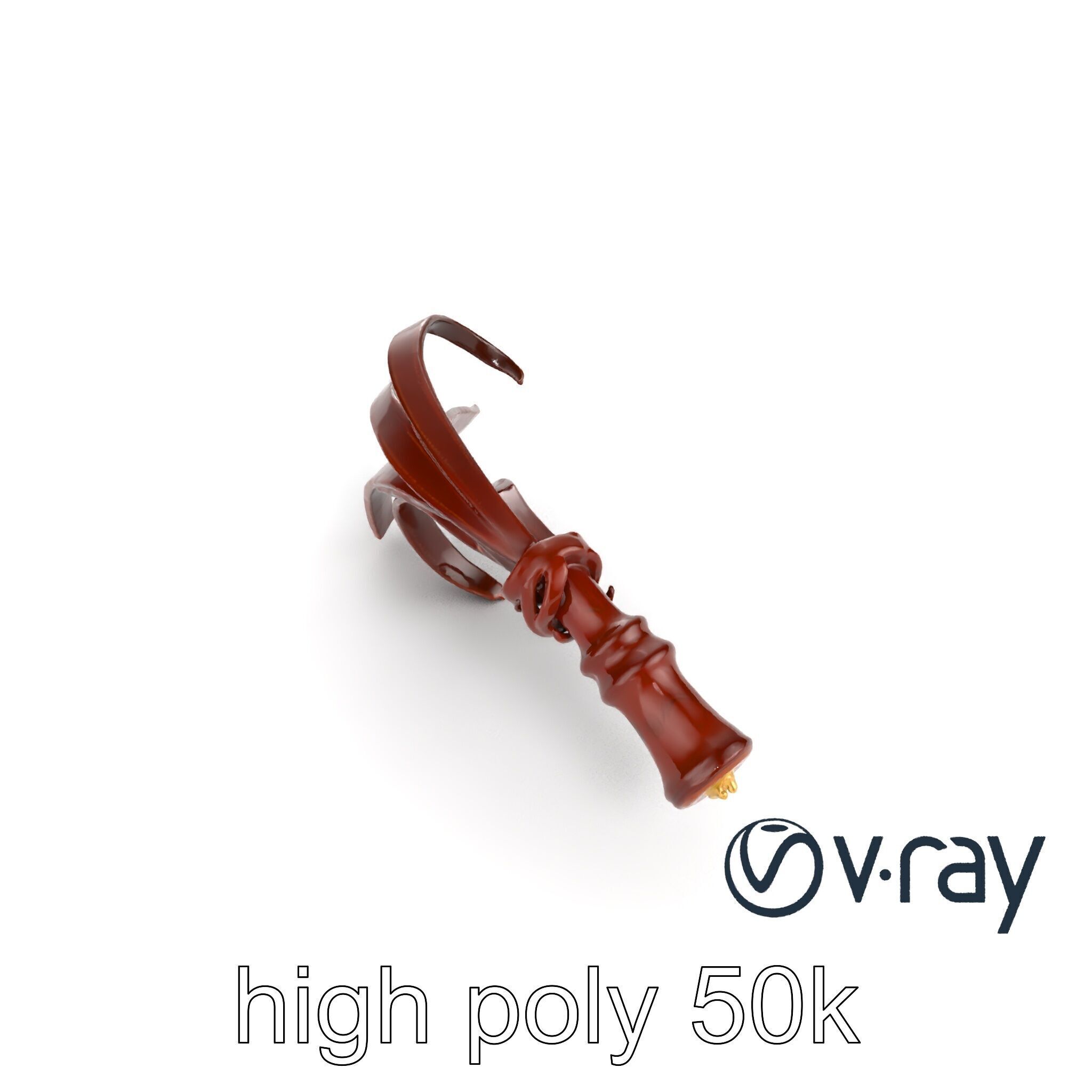 Luxurious Leather Whip Model Pack with Engraved Patterns Low-poly 3D model_12