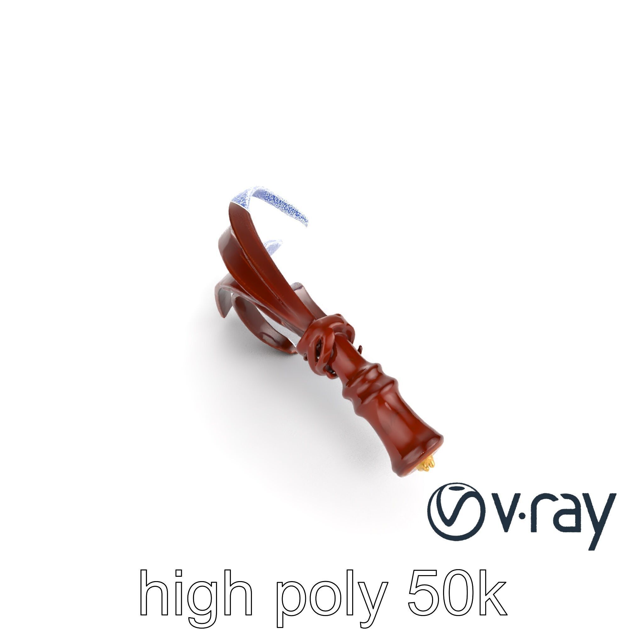 Luxurious Leather Whip Model Pack with Engraved Patterns Low-poly 3D model_20