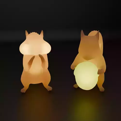 Indirect lighting of a devouring squirrel
