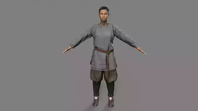 black male character Low-poly 3D model