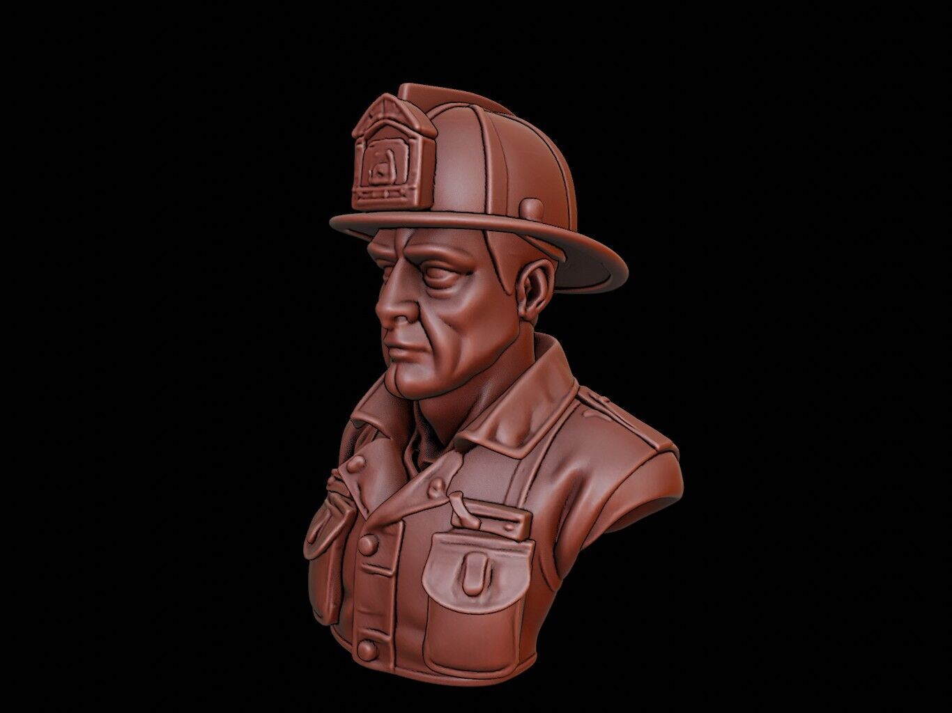 Firefighter Bust 3D print model_2