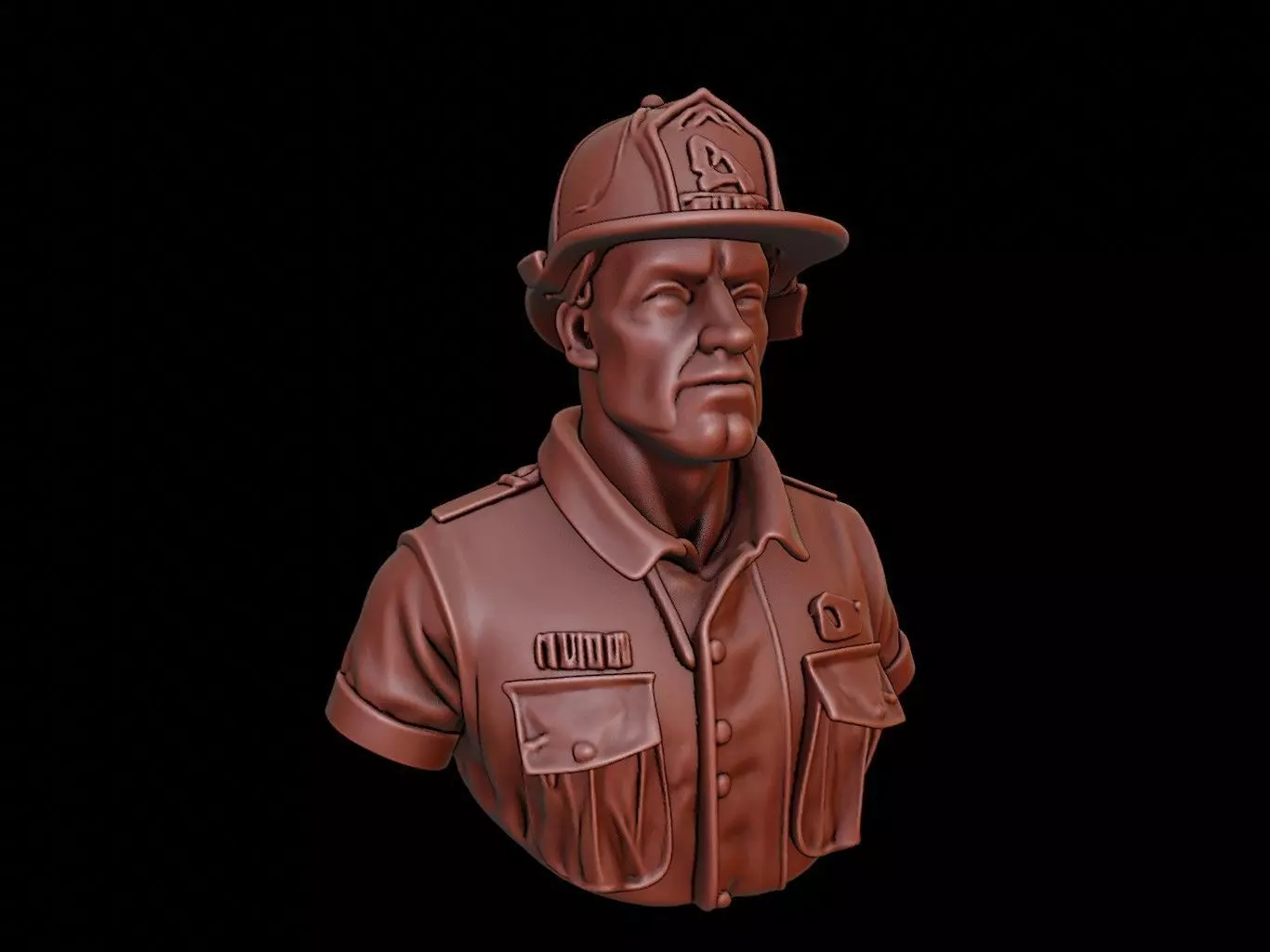 Firefighter Bust 3D print model