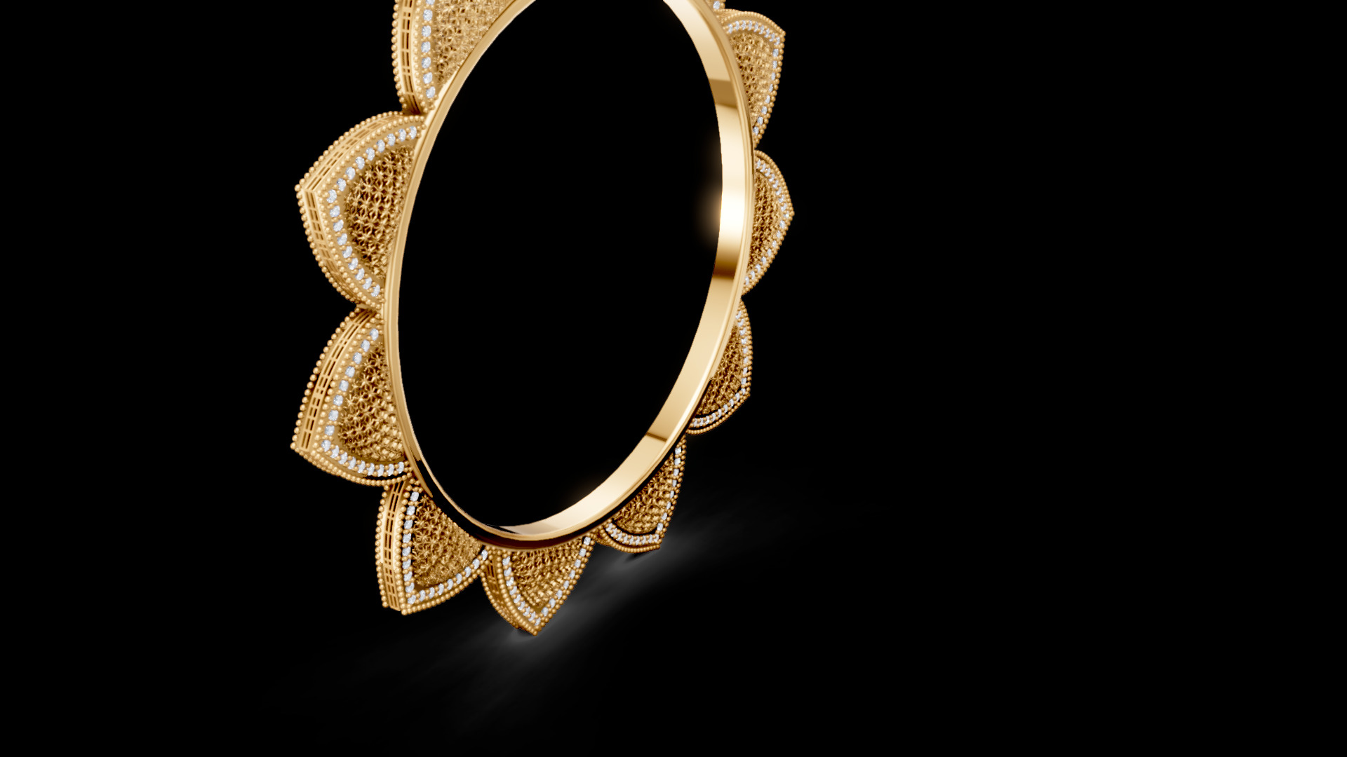 Lotus Diamond Bangle 3D print model_6