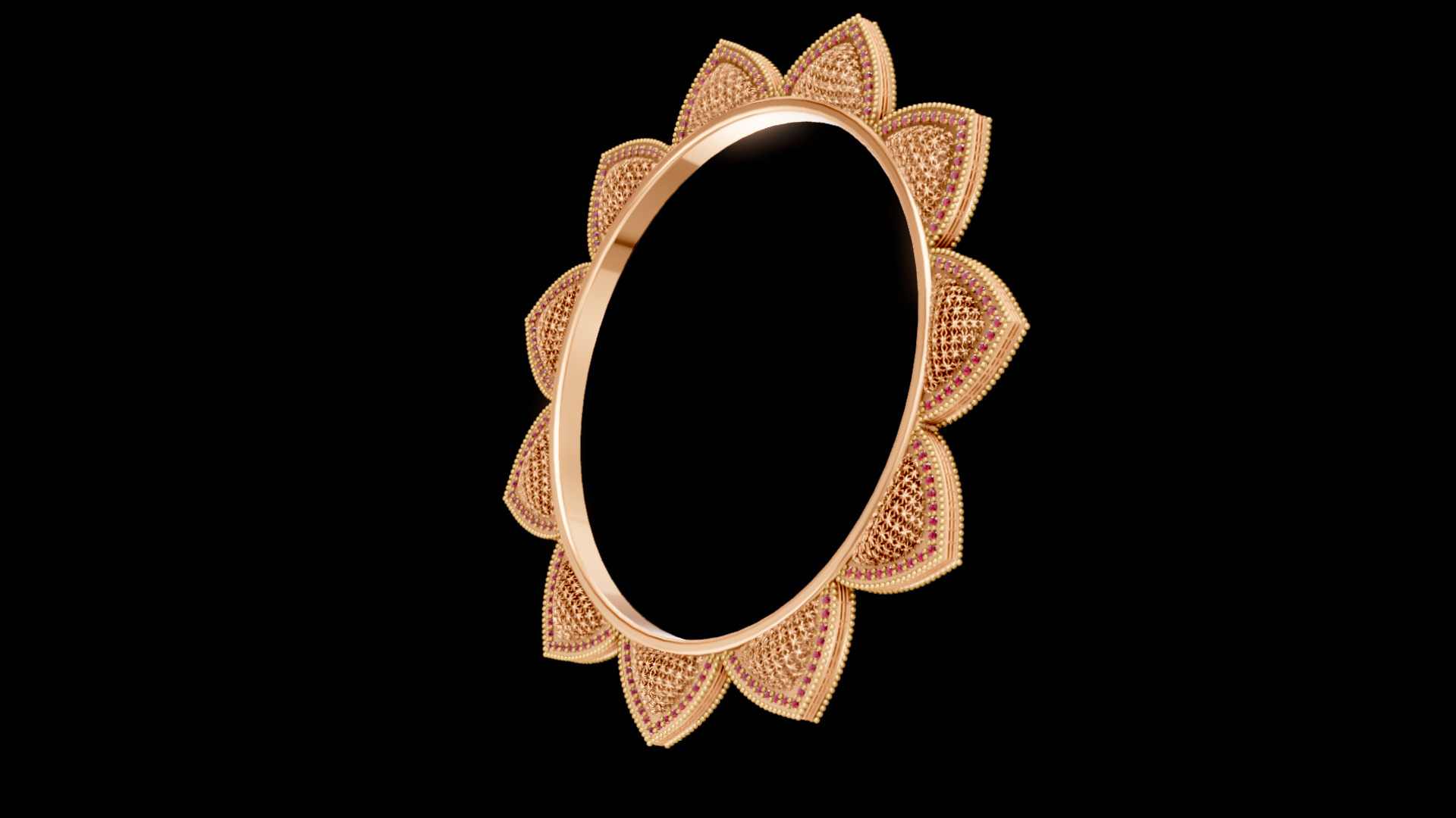 Lotus Diamond Bangle 3D print model_12