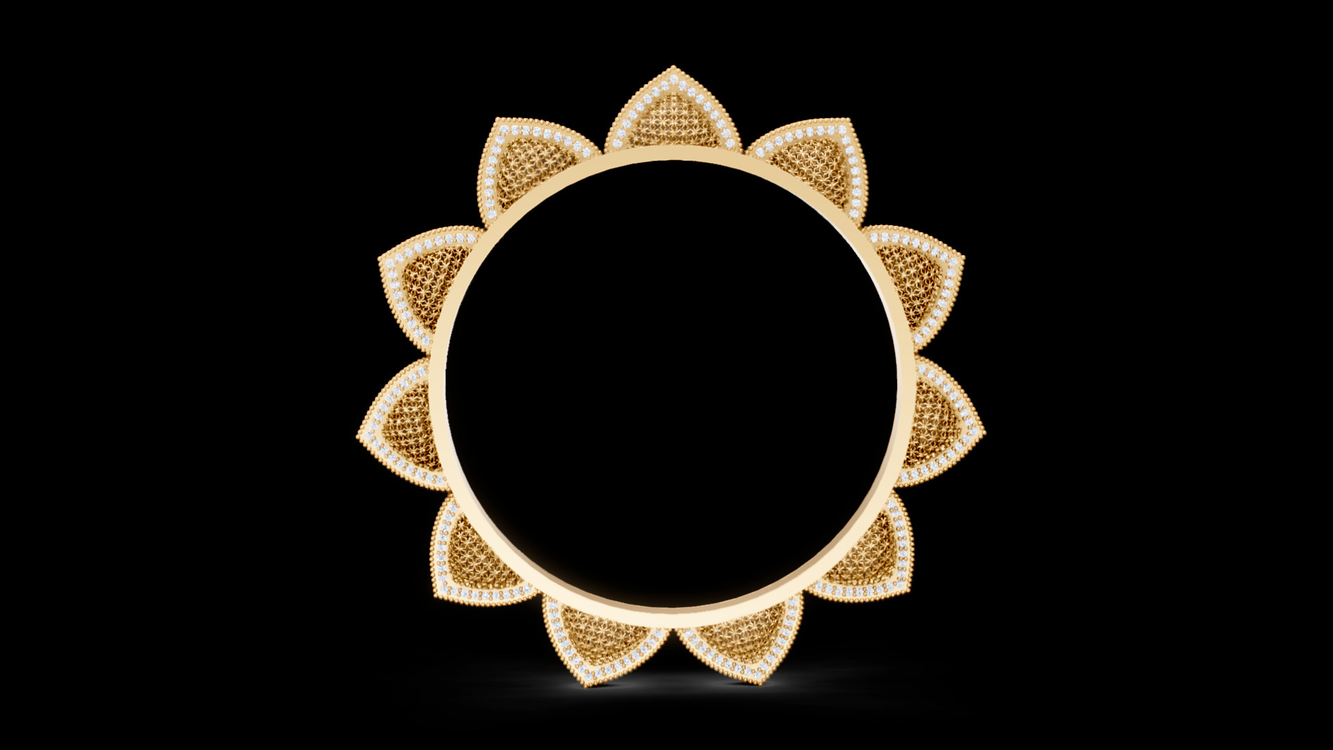 Lotus Diamond Bangle 3D print model_2