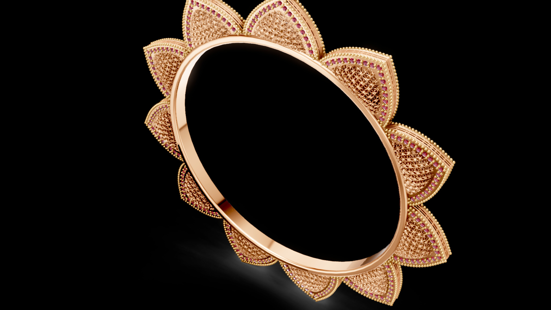 Lotus Diamond Bangle 3D print model_13