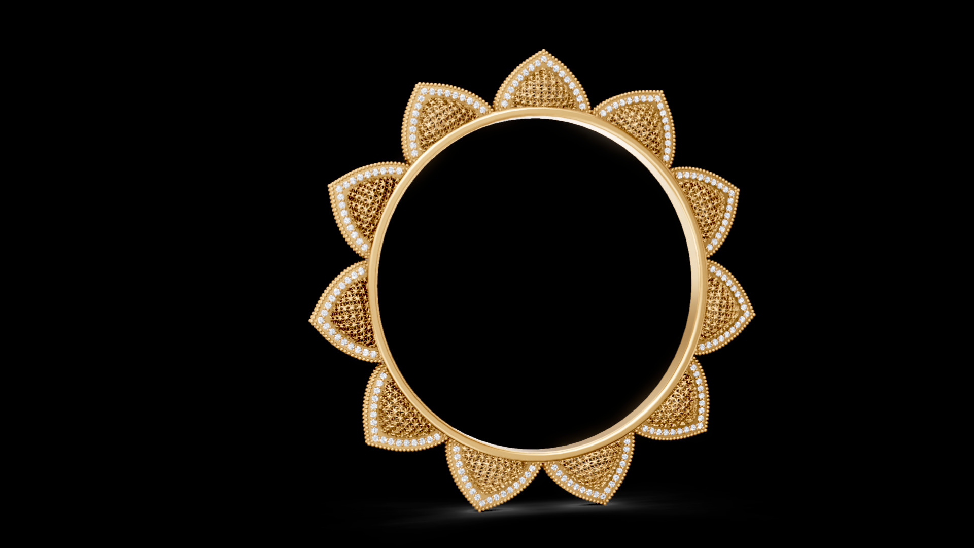 Lotus Diamond Bangle 3D print model_9