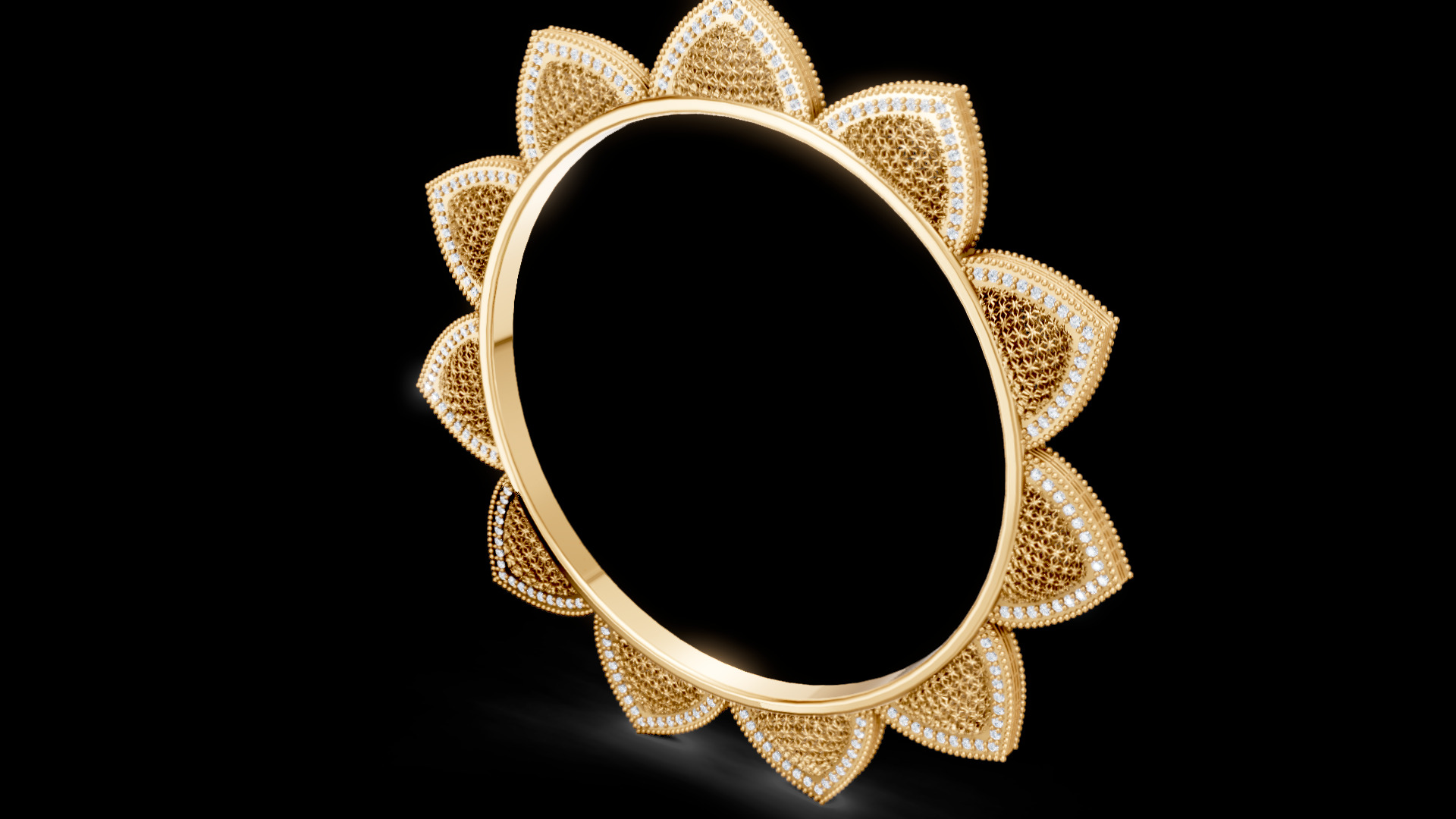 Lotus Diamond Bangle 3D print model_4