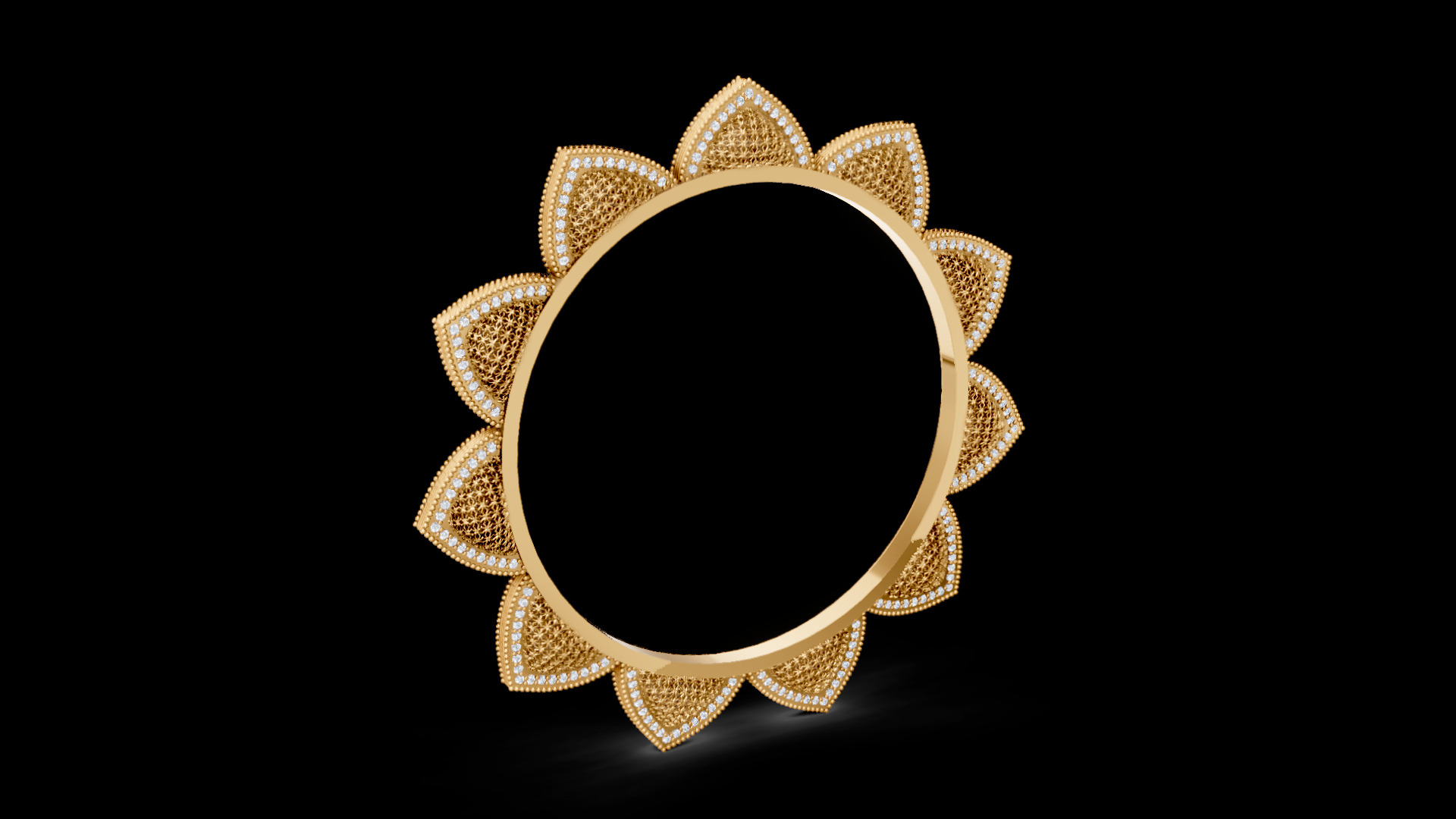 Lotus Diamond Bangle 3D print model_1