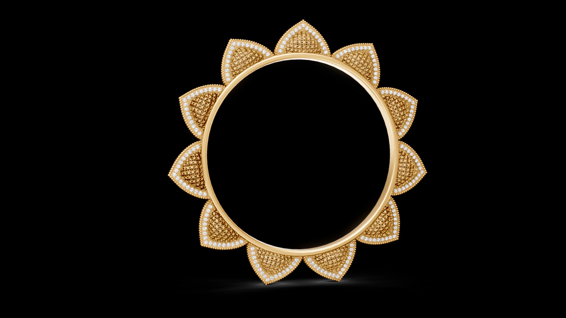 Lotus Diamond Bangle 3D print model_10