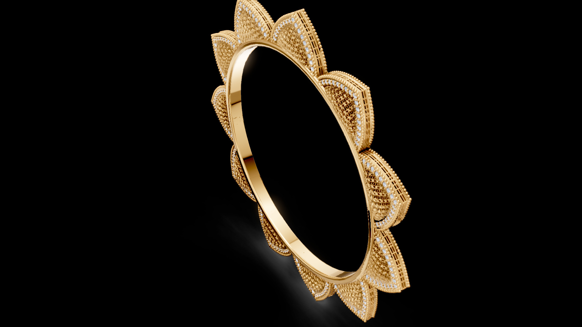 Lotus Diamond Bangle 3D print model_5