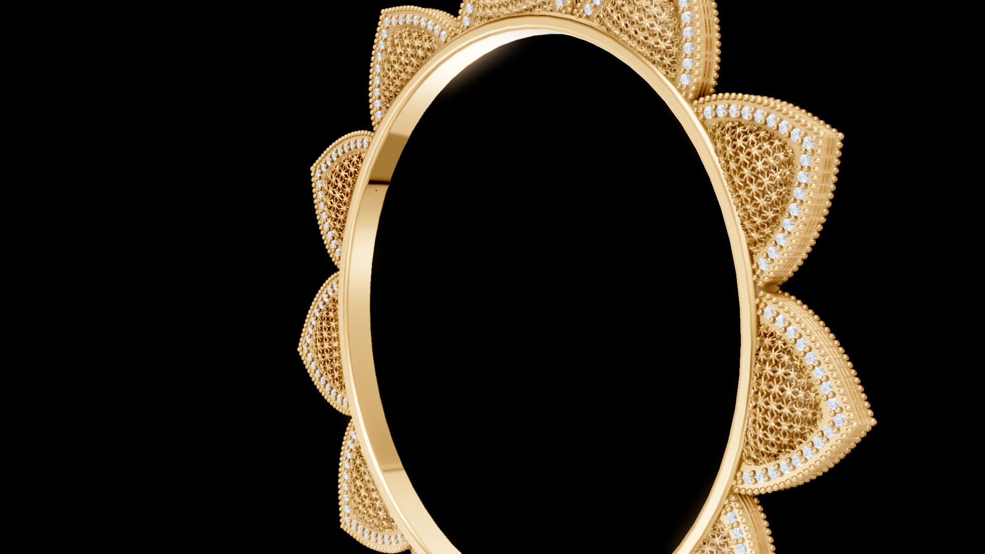 Lotus Diamond Bangle 3D print model_8