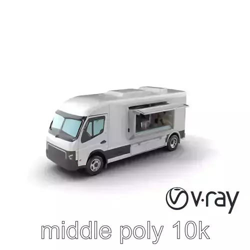 Mobile Catering Truck with Hydraulic Lift model pack Low-poly 3D model