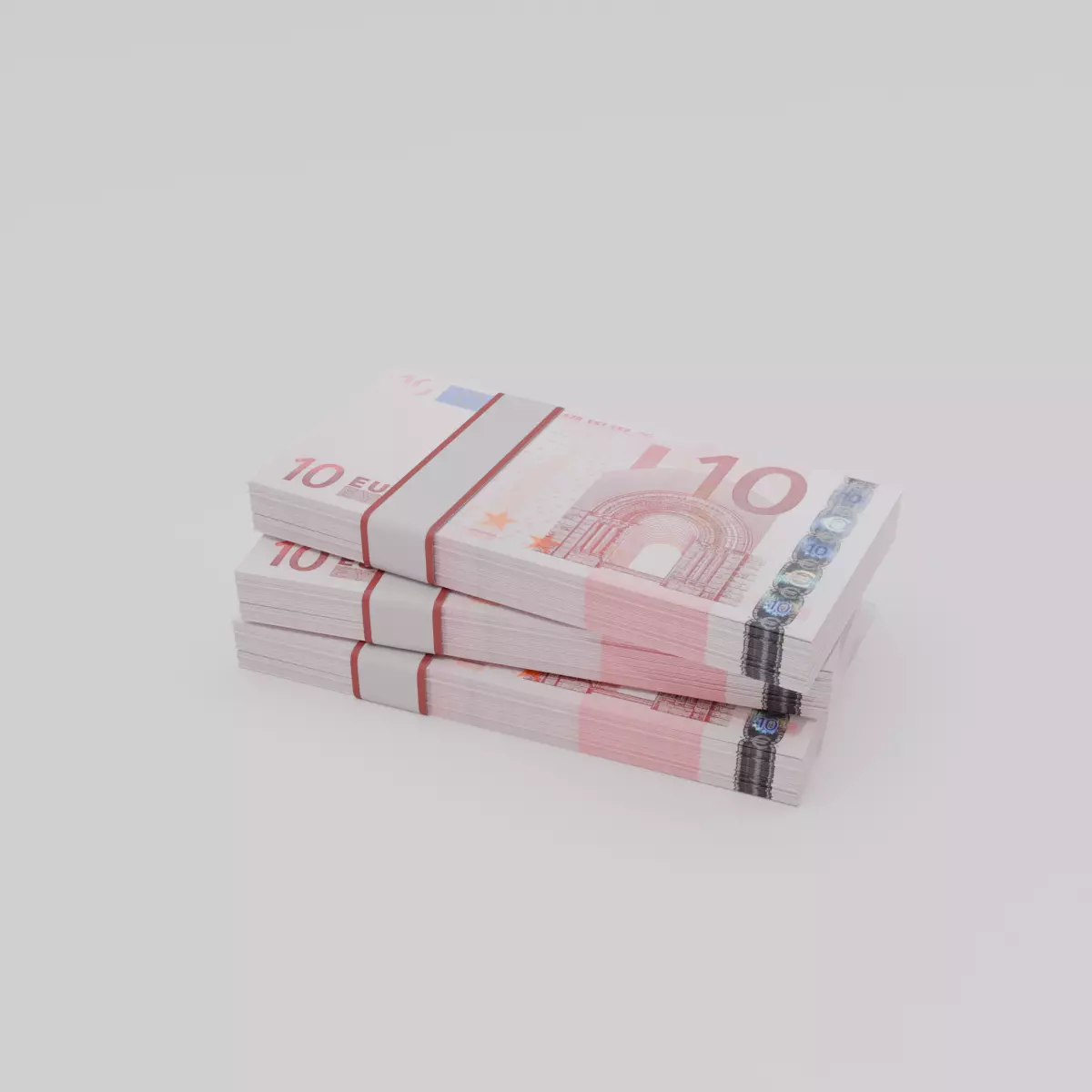 Ten Euro Currency Low-poly 3D model_0