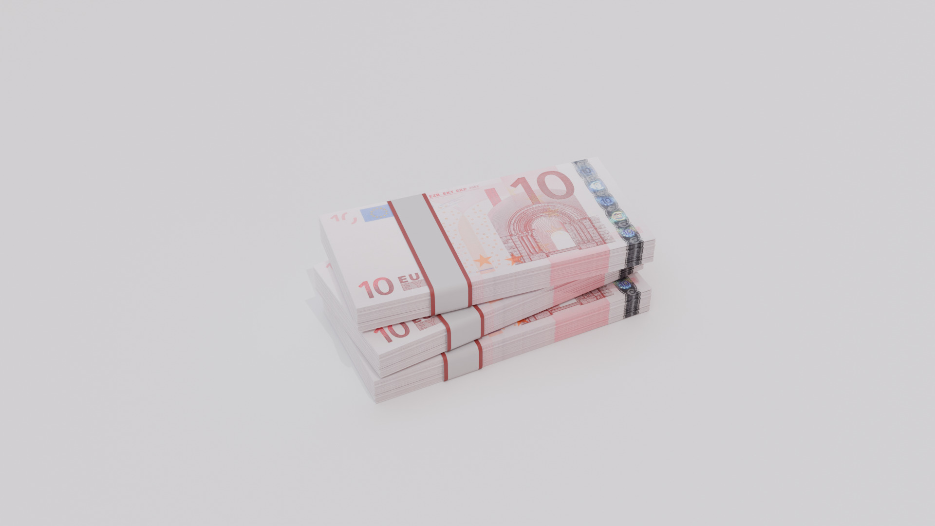 Ten Euro Currency Low-poly 3D model_2