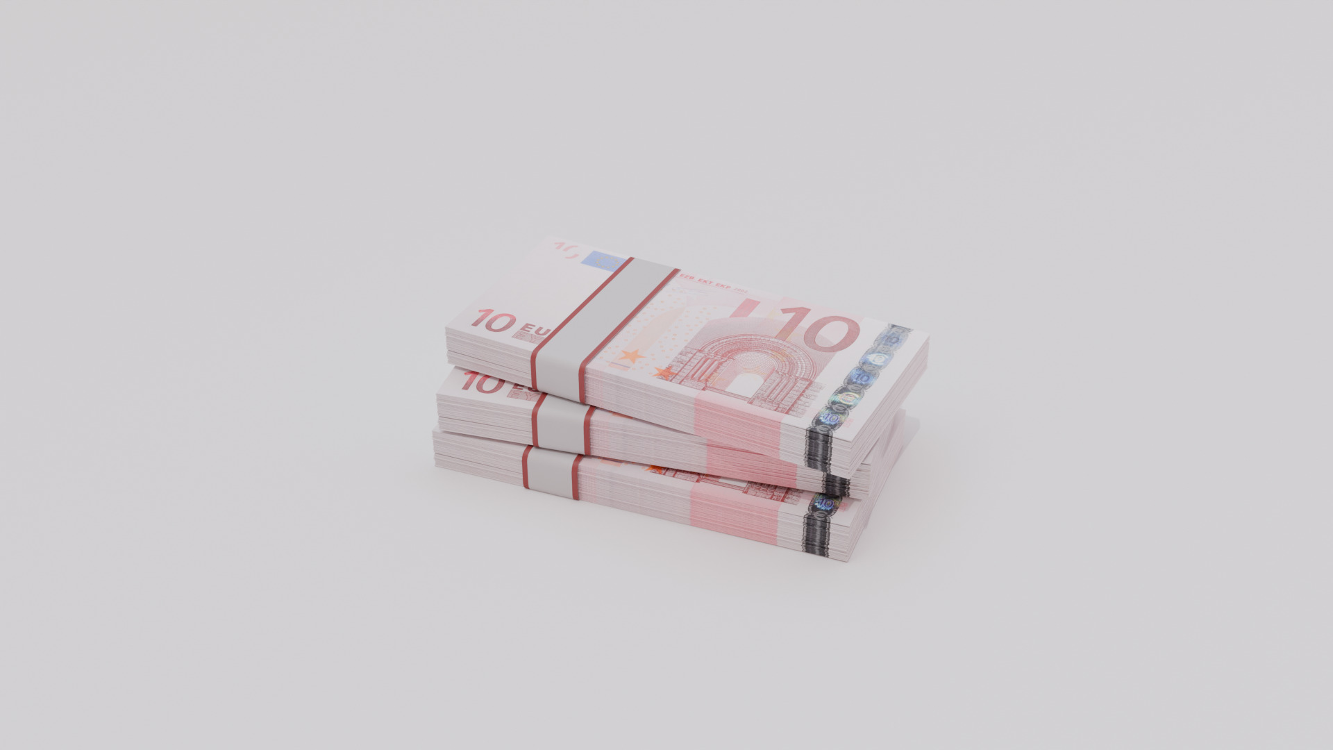Ten Euro Currency Low-poly 3D model_1