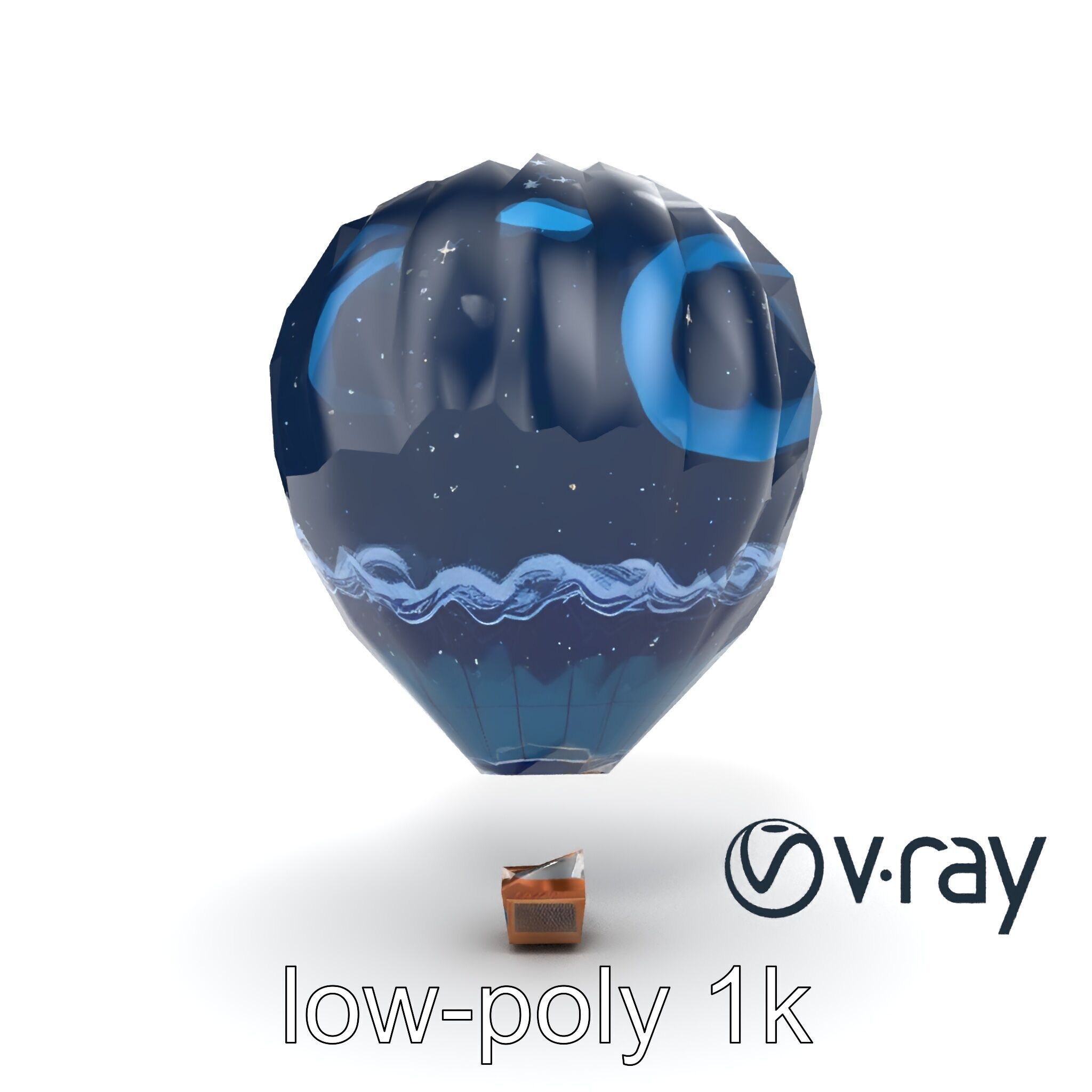 Celestial-Themed Hot Air Balloon Model Pack Low-poly 3D model_20