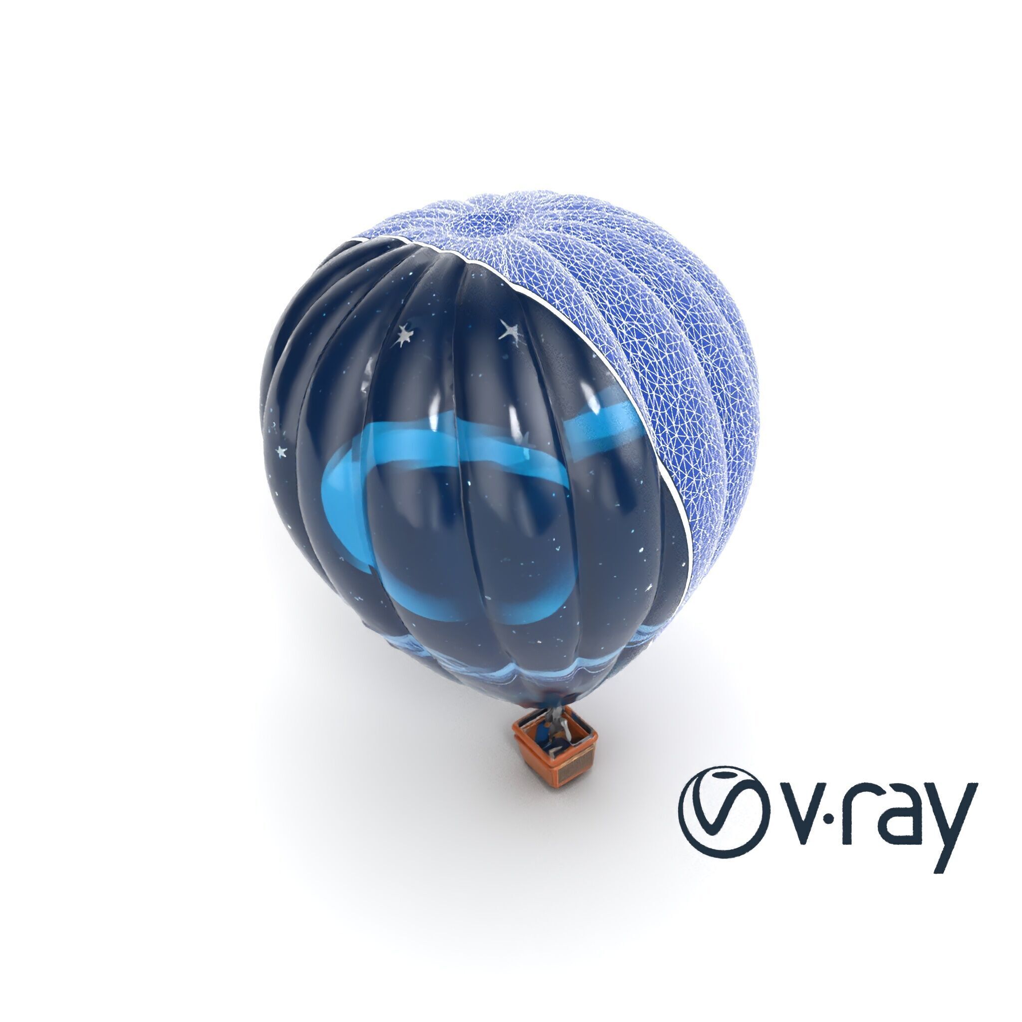 Celestial-Themed Hot Air Balloon Model Pack Low-poly 3D model_13