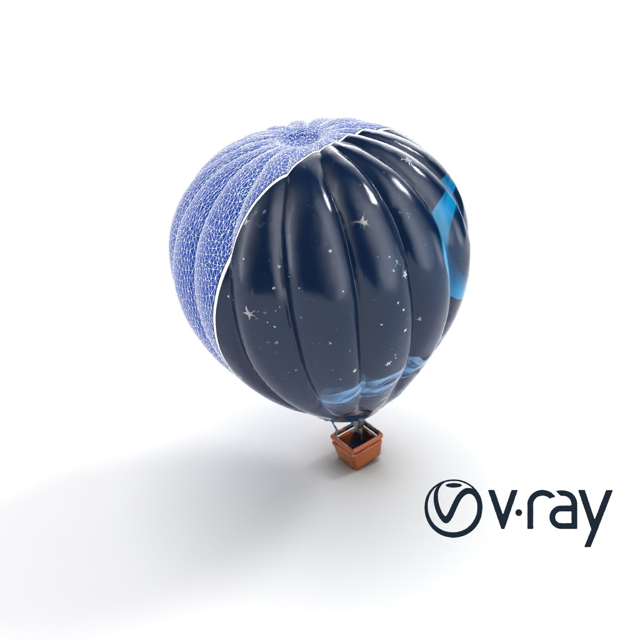 Celestial-Themed Hot Air Balloon Model Pack Low-poly 3D model_14