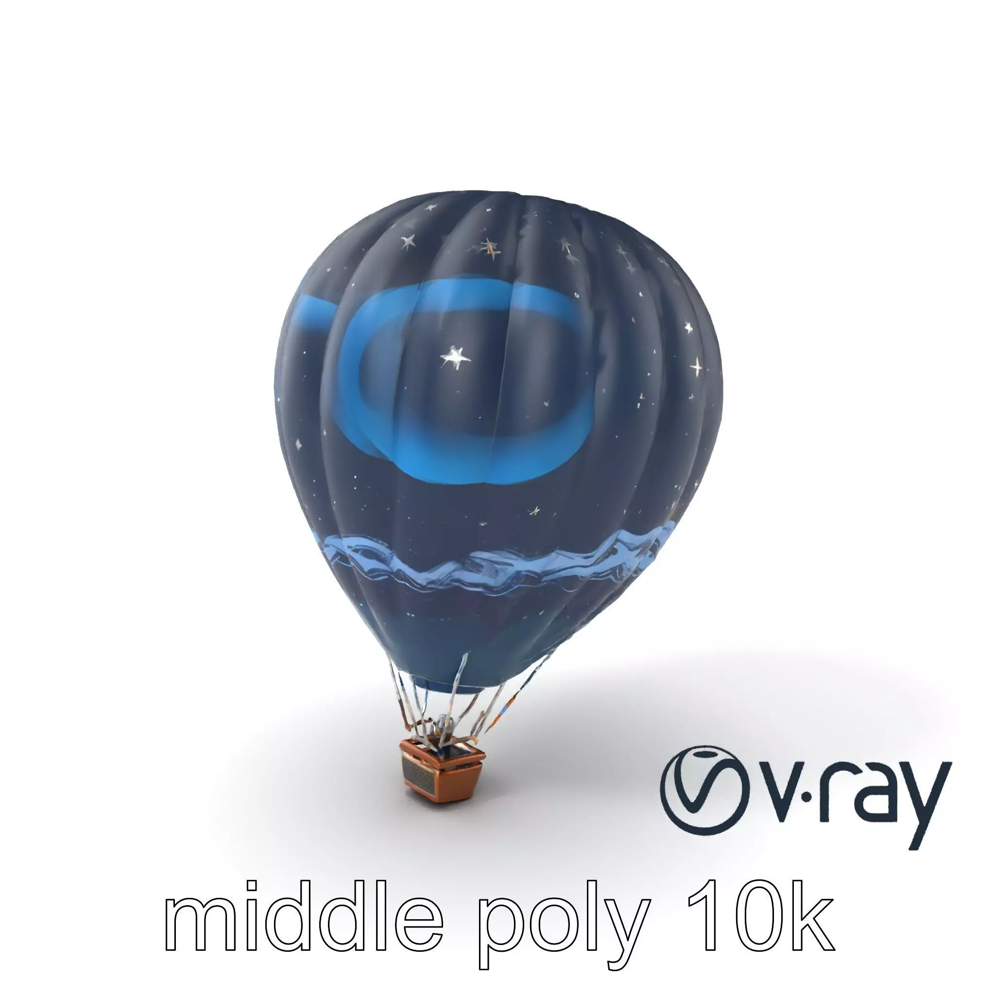Celestial-Themed Hot Air Balloon Model Pack Low-poly 3D model_0
