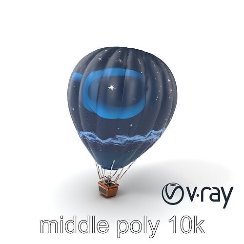 Celestial-Themed Hot Air Balloon Model Pack Low-poly 3D model