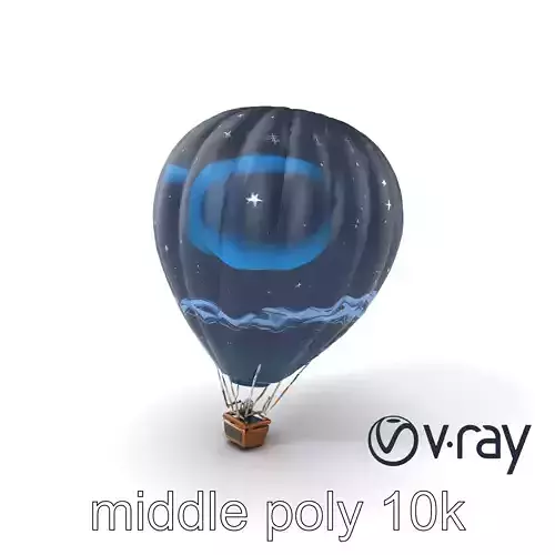 Celestial-Themed Hot Air Balloon Model Pack Low-poly 3D model