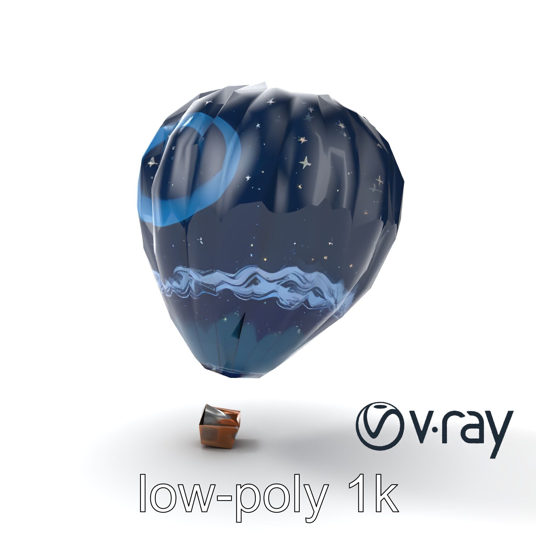 Celestial-Themed Hot Air Balloon Model Pack Low-poly 3D model_11